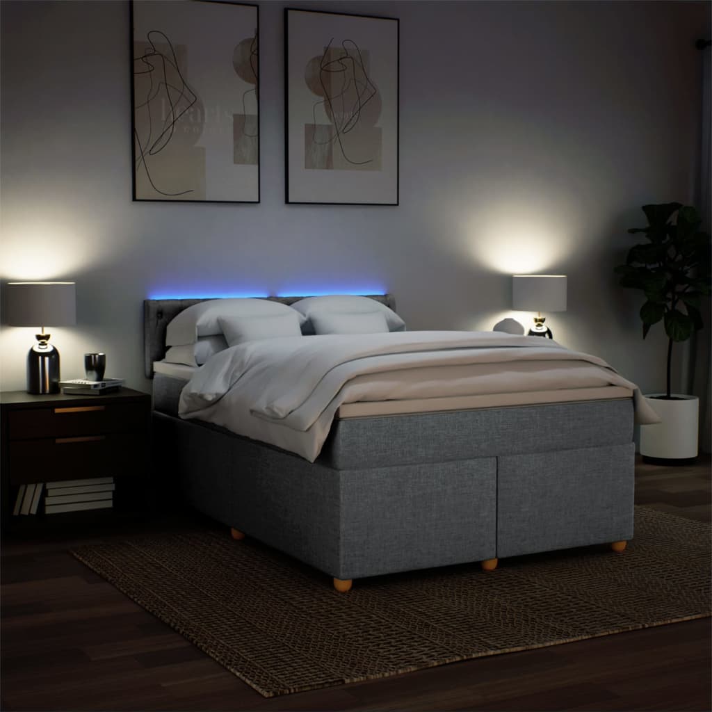 Sommier à lattes de lit avec matelas Gris clair 140x200cm Tissu - XIOS