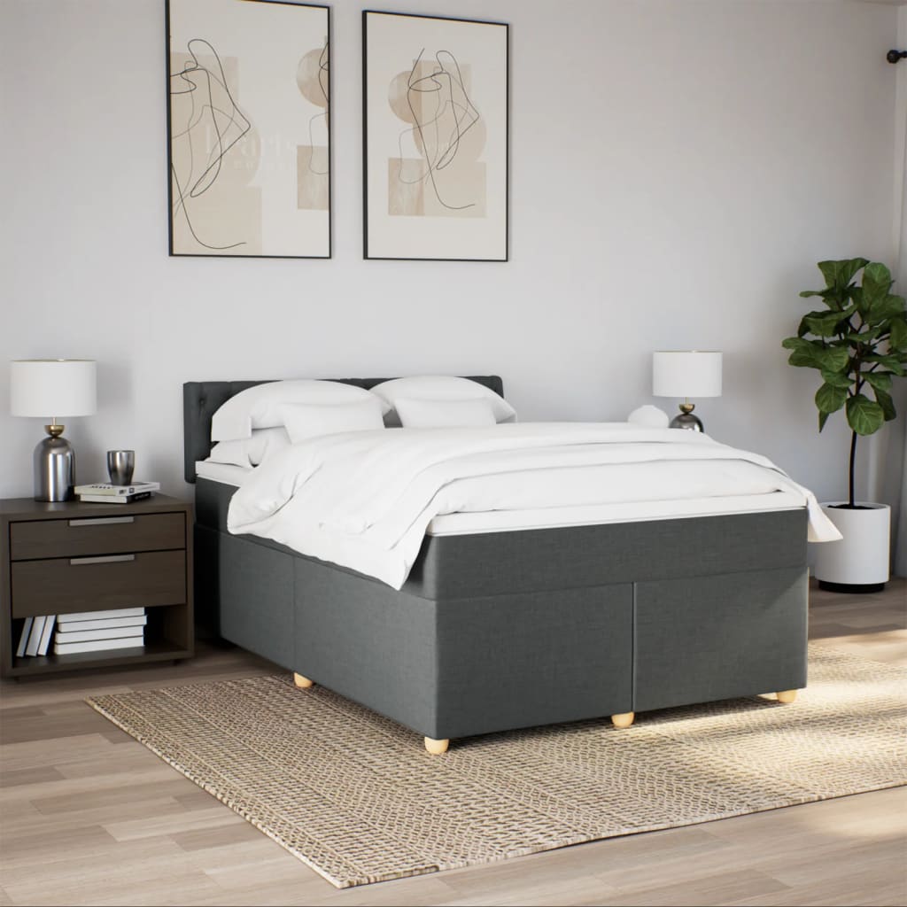Sommier à lattes de lit avec matelas Gris foncé 140x200cm Tissu - XIOS