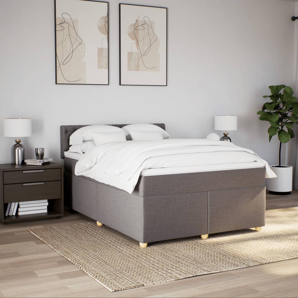Sommier à lattes de lit avec matelas Taupe 140x200 cm Tissu - XIOS
