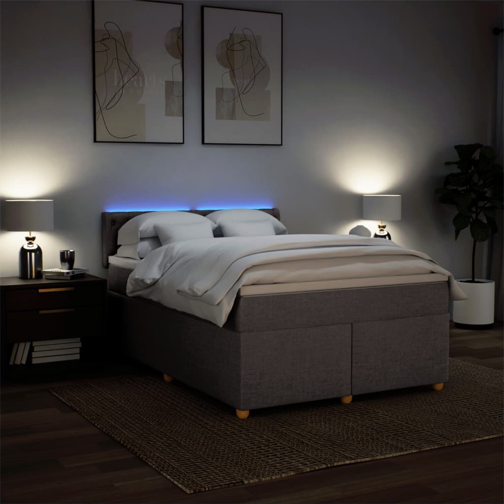 Sommier à lattes de lit avec matelas Taupe 140x200 cm Tissu - XIOS
