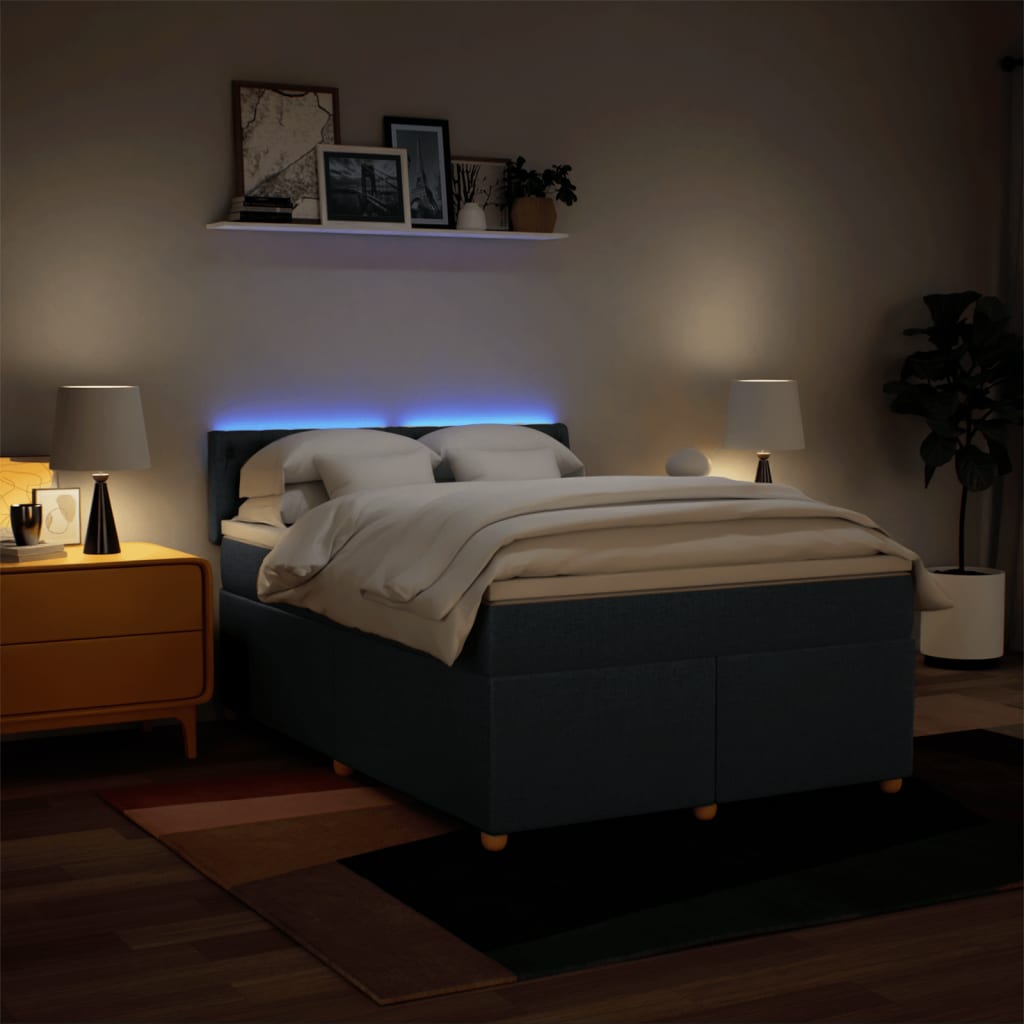 Sommier à lattes de lit avec matelas Bleu 140x200 cm Tissu - XIOS