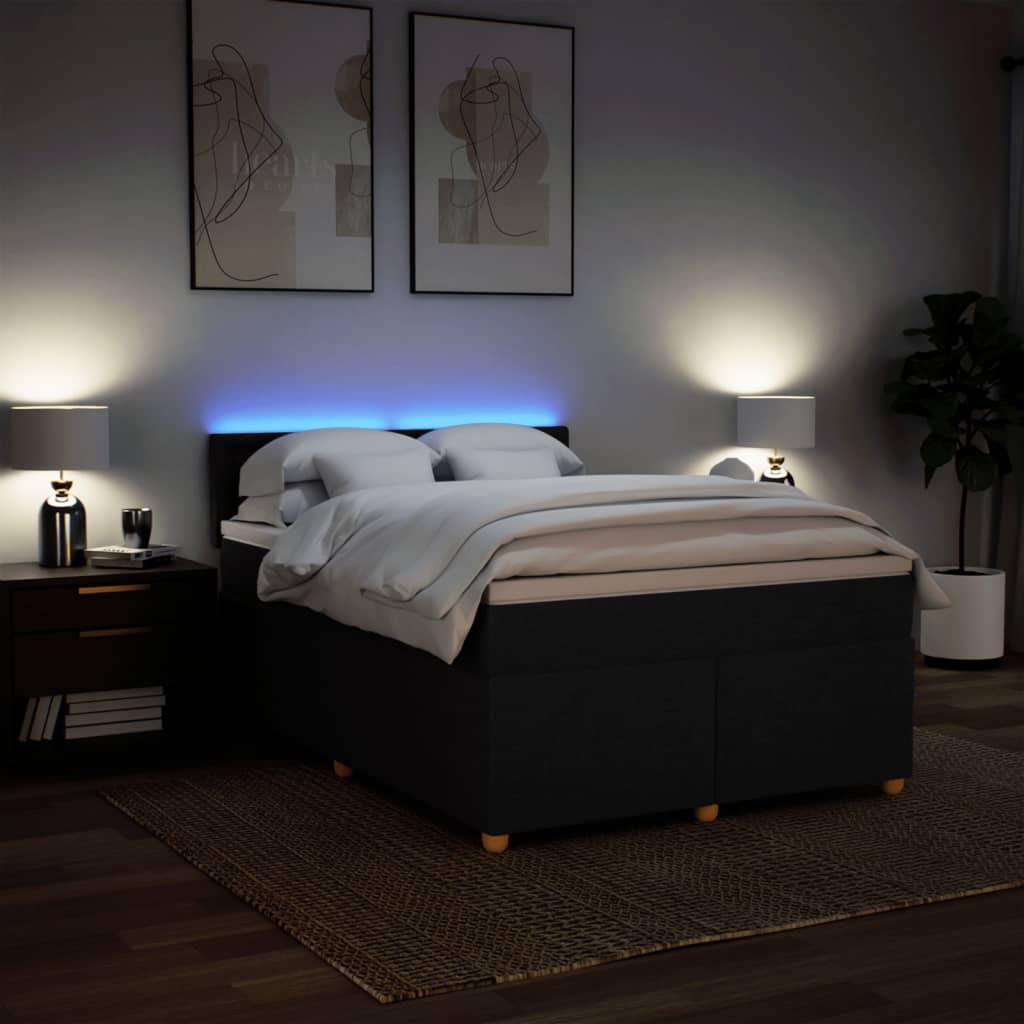 Sommier à lattes de lit avec matelas Noir 140x200 cm Tissu - XIOS