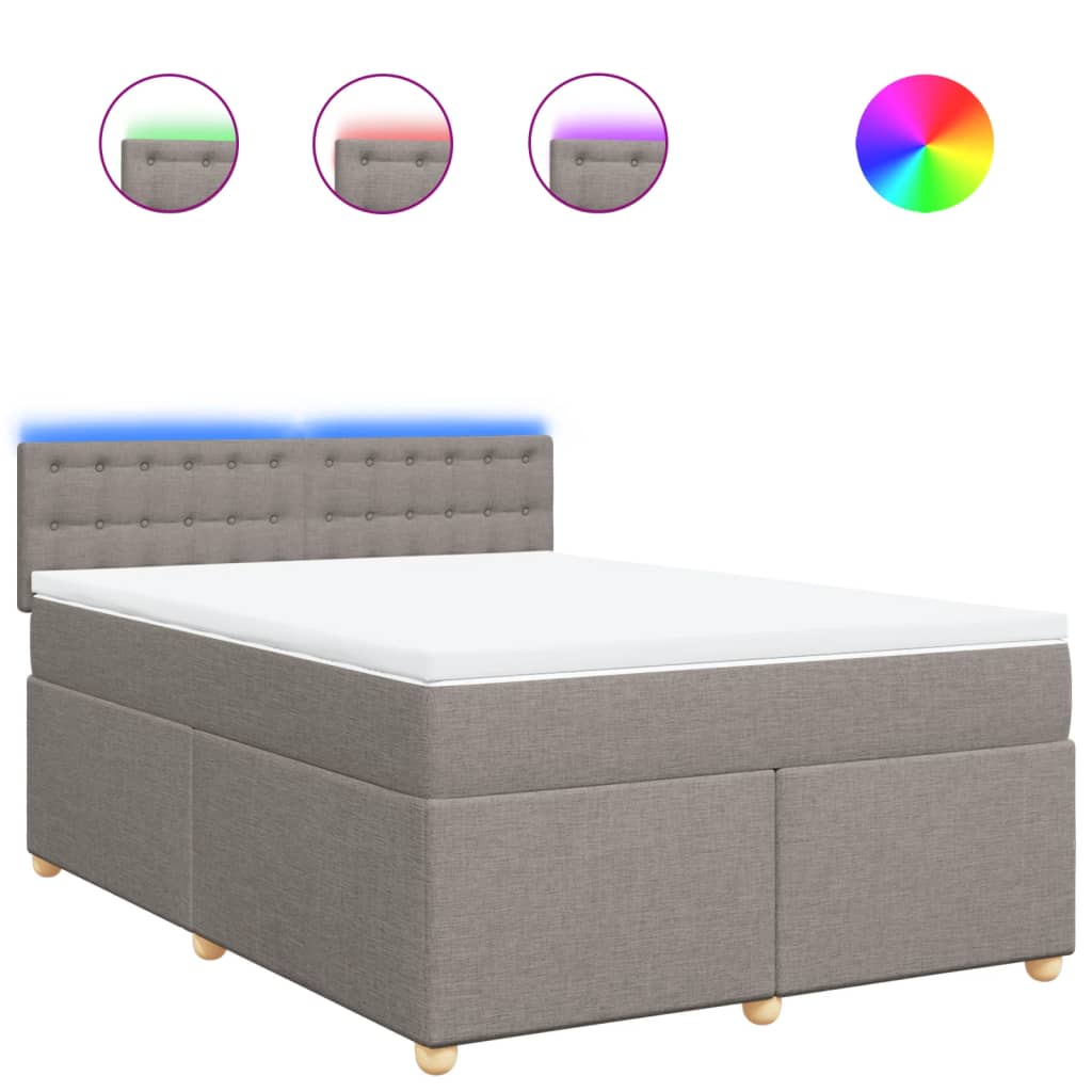 Sommier à lattes de lit avec matelas Taupe 140x200 cm Tissu - XIOS