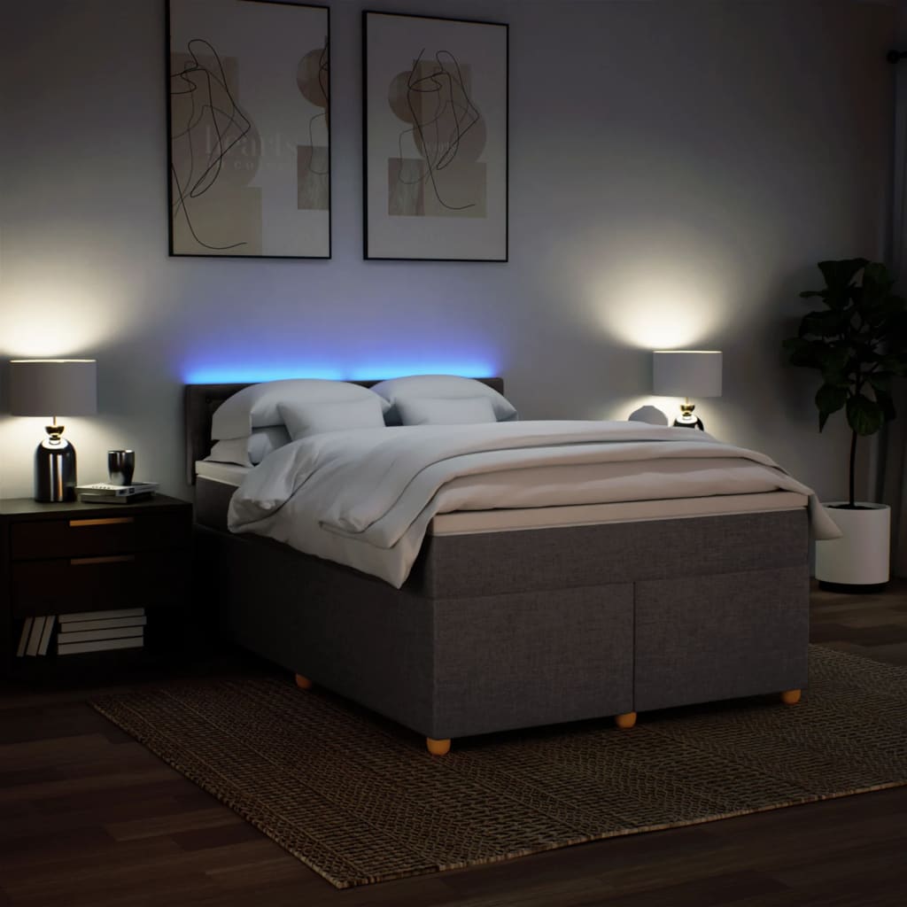 Sommier à lattes de lit avec matelas Taupe 140x200 cm Tissu - XIOS