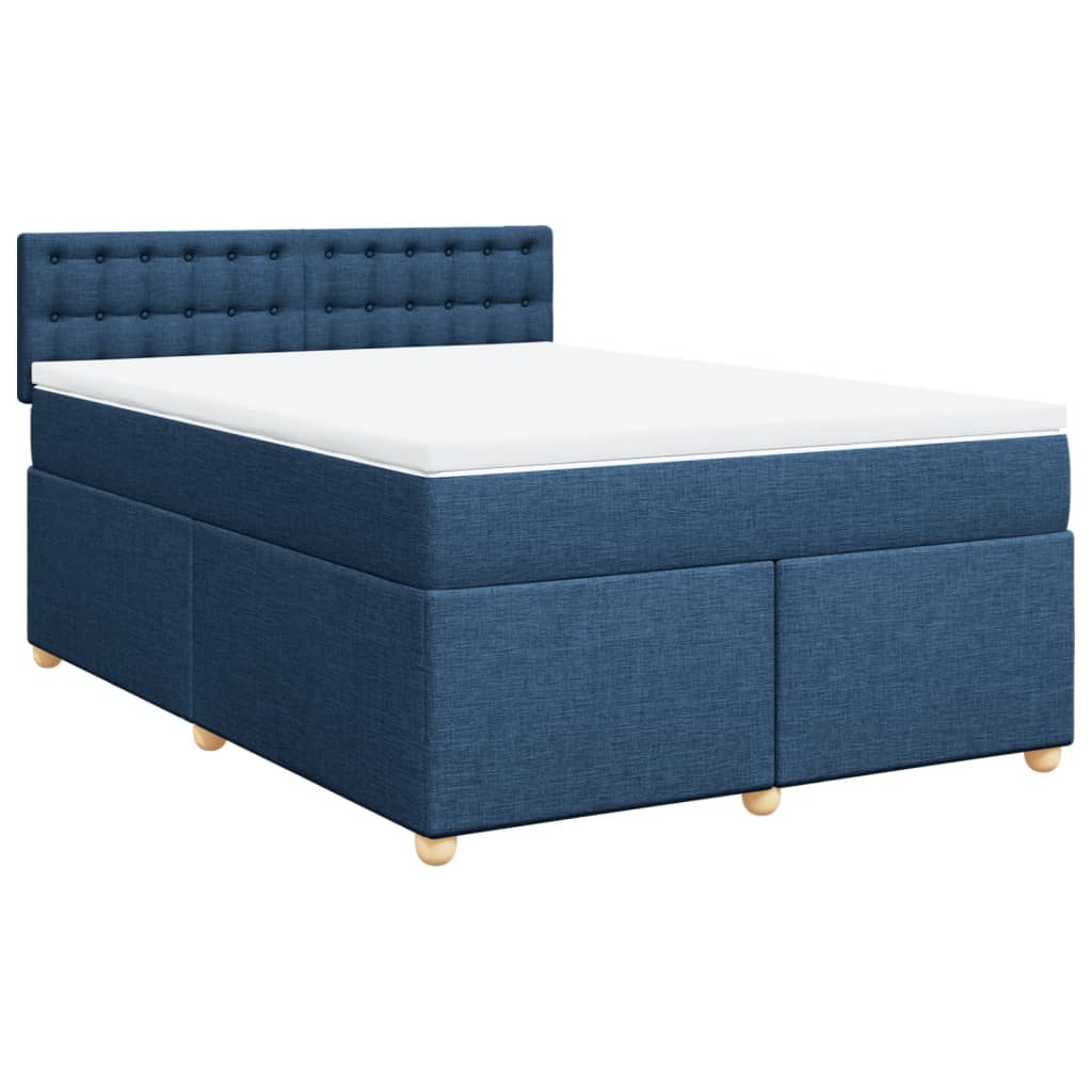 Sommier à lattes de lit avec matelas Bleu 140x200 cm Tissu - XIOS