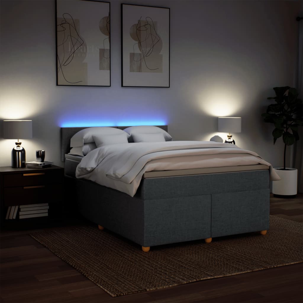 Sommier à lattes de lit avec matelas Gris foncé 160x200cm Tissu - XIOS