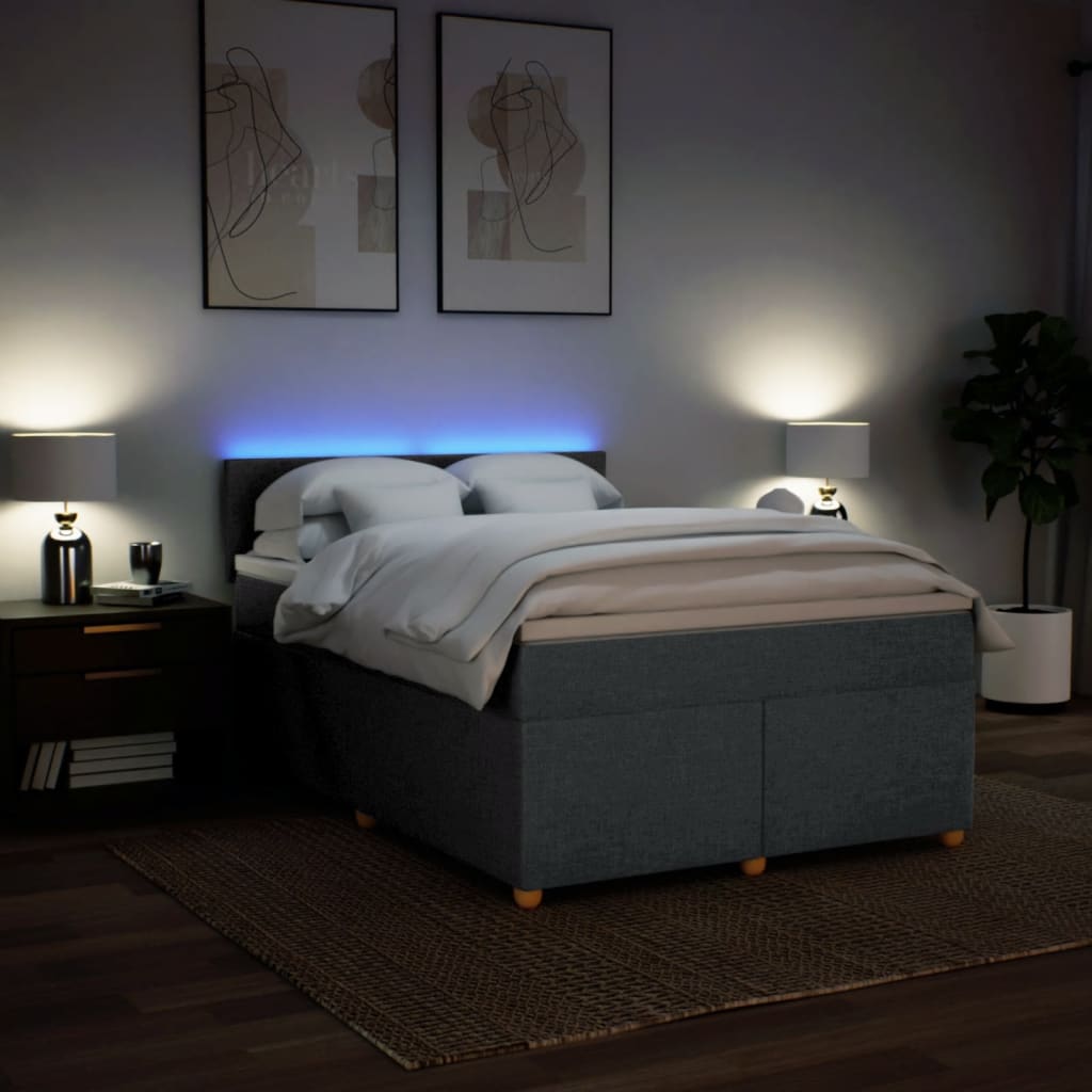 Sommier à lattes de lit avec matelas Gris foncé 160x200cm Tissu - XIOS