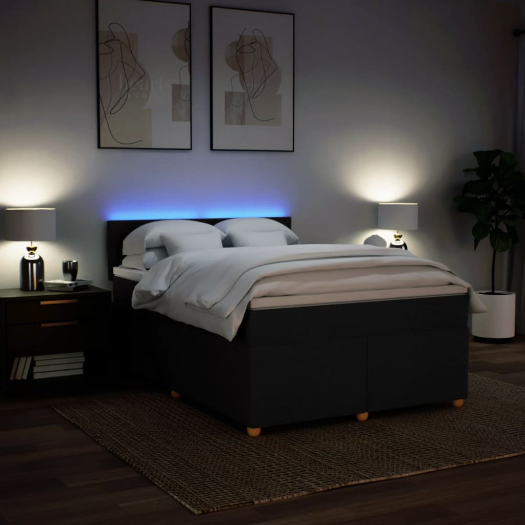 Sommier à lattes de lit avec matelas Noir 160x200 cm Tissu - XIOS