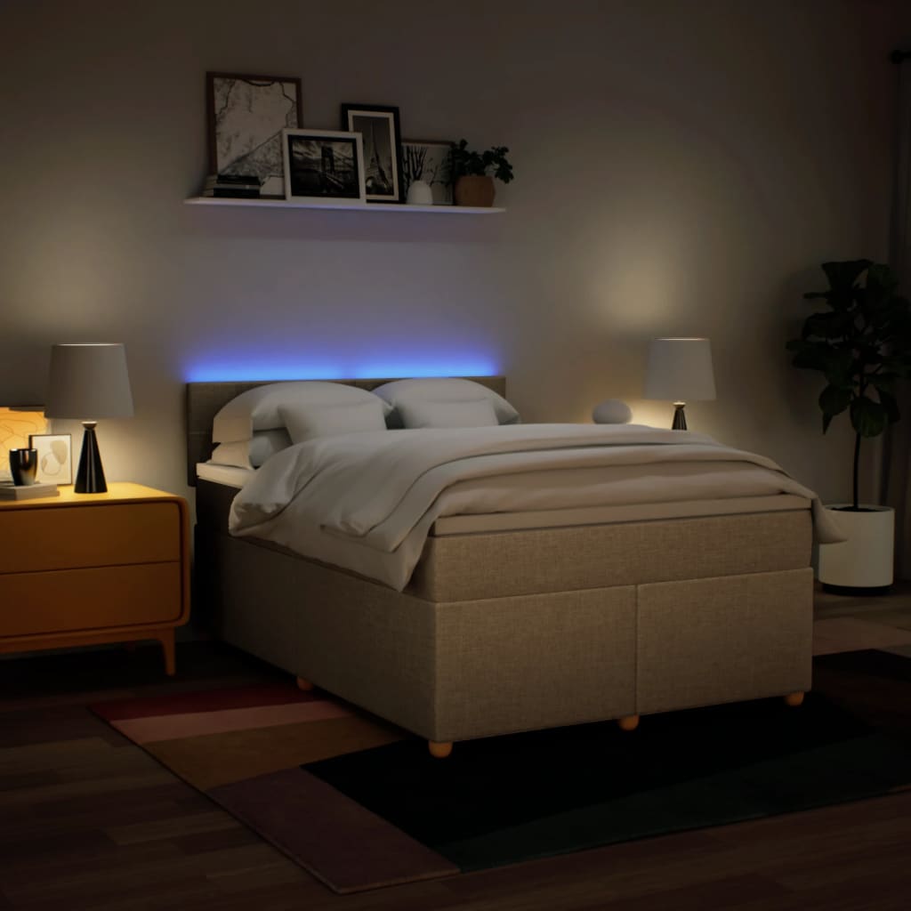 Sommier à lattes de lit avec matelas Crème 160x200 cm Tissu - XIOS