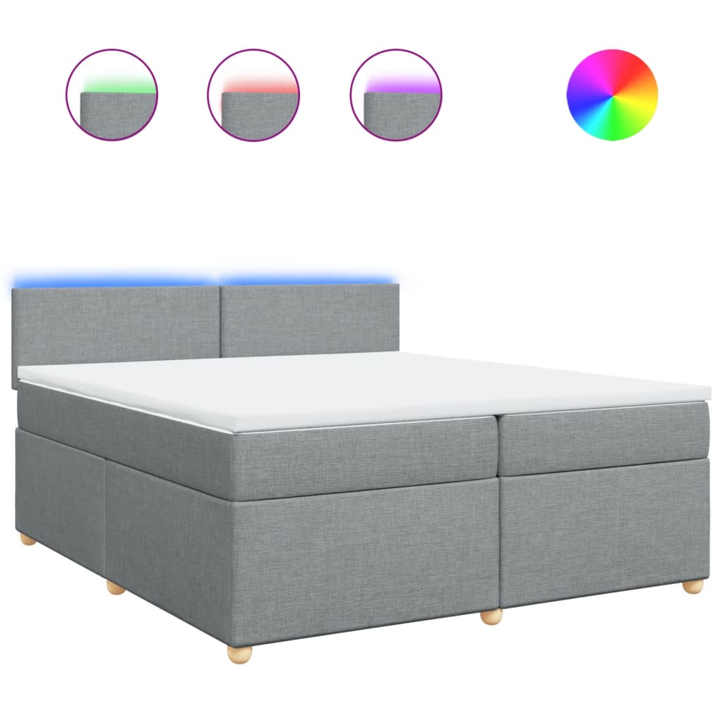 Sommier à lattes de lit avec matelas Gris clair 200x200cm Tissu - XIOS