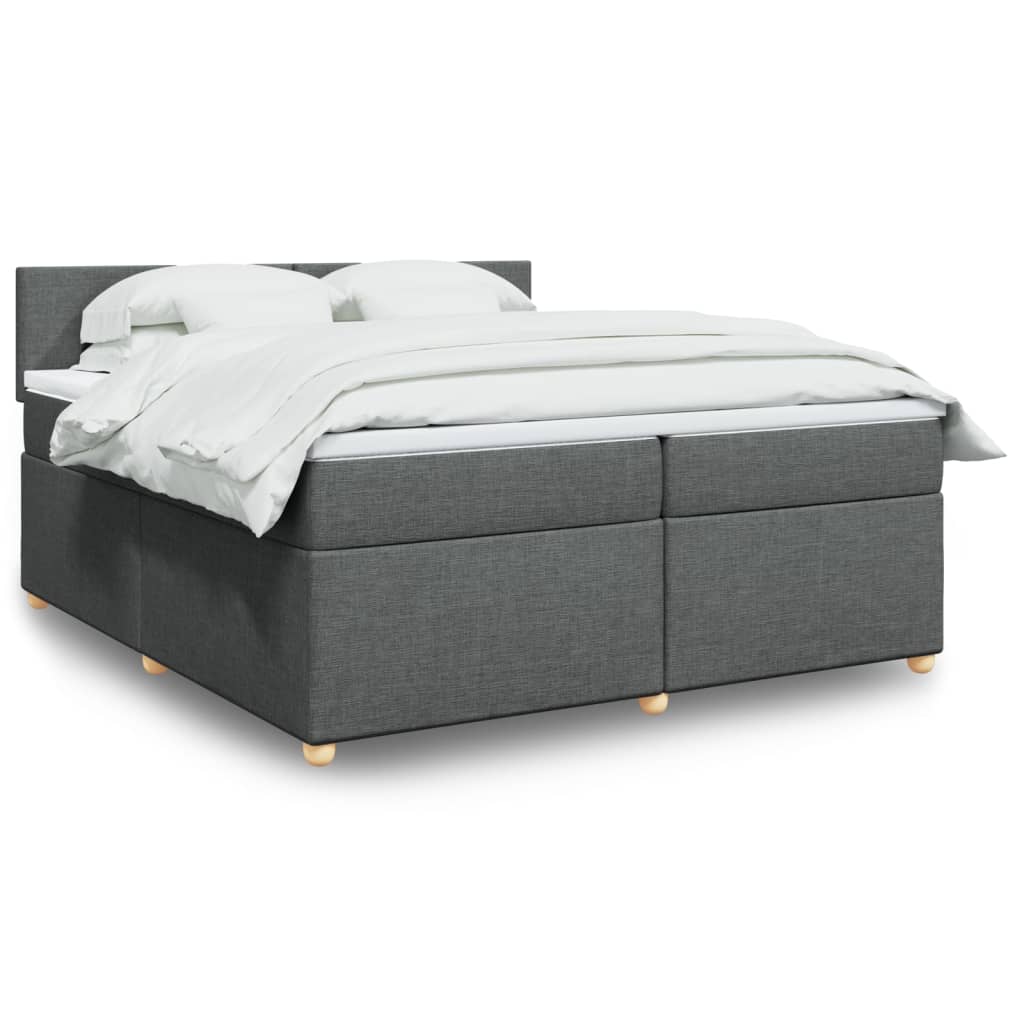 Sommier à lattes de lit avec matelas Gris foncé 200x200cm Tissu - XIOS