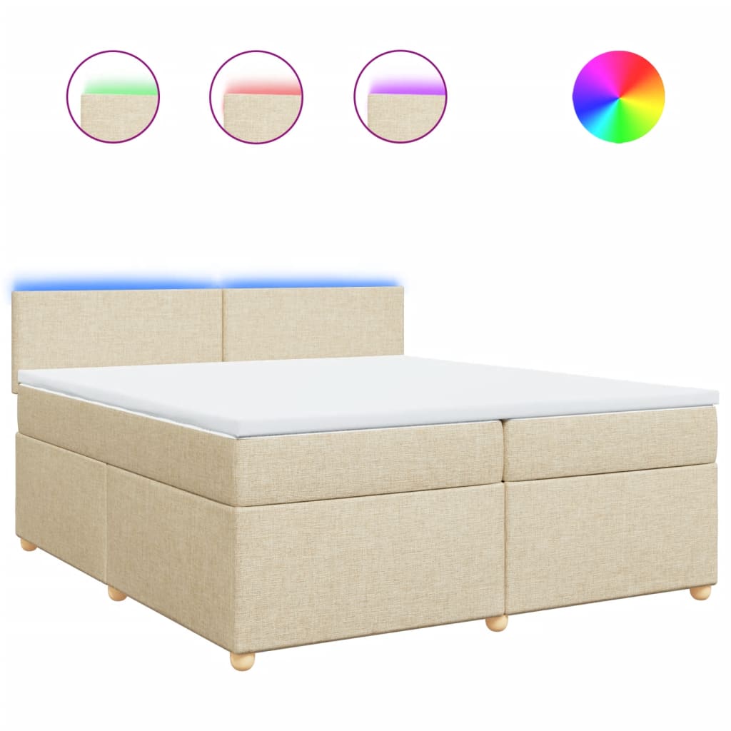 Sommier à lattes de lit avec matelas Crème 200x200 cm Tissu - XIOS