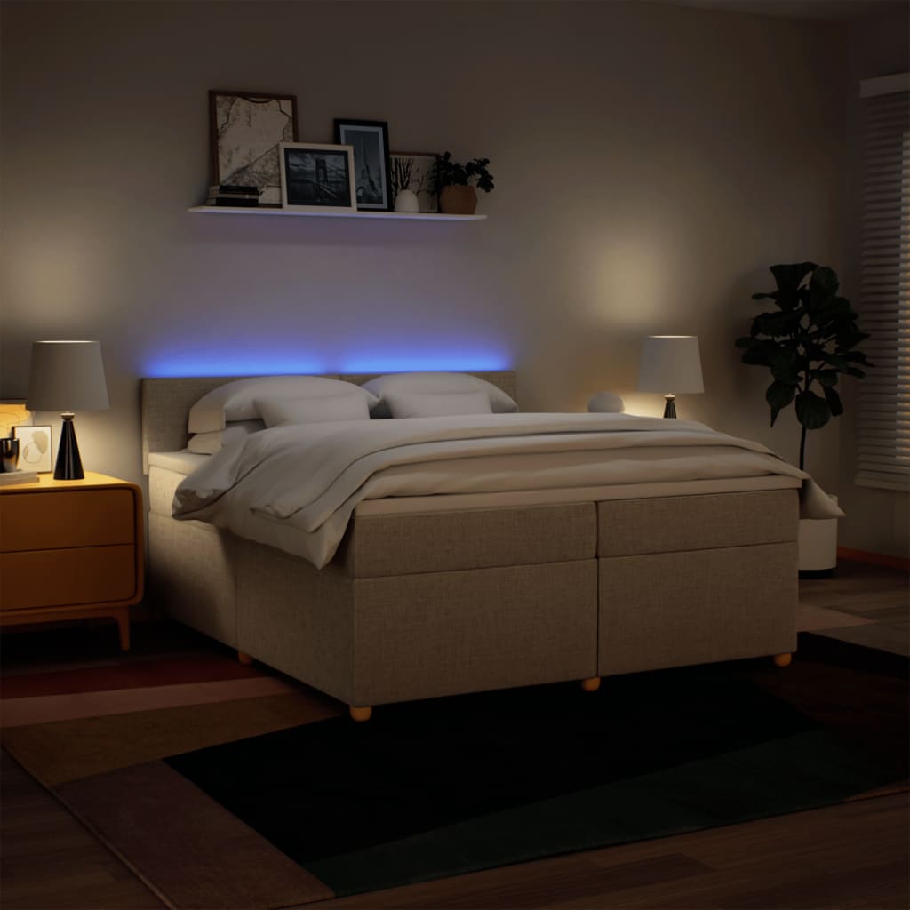 Sommier à lattes de lit avec matelas Crème 200x200 cm Tissu - XIOS