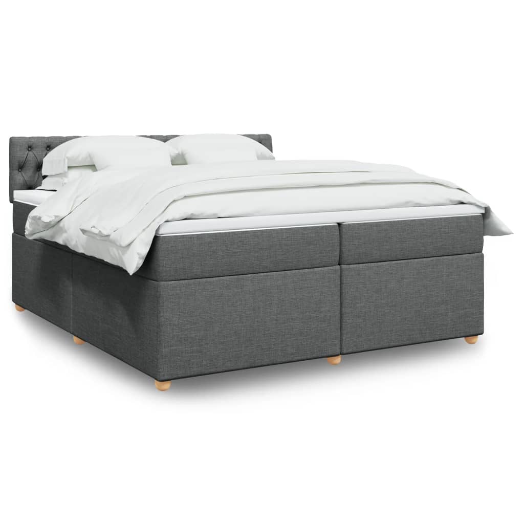Sommier à lattes de lit avec matelas Gris foncé 200x200cm Tissu - XIOS