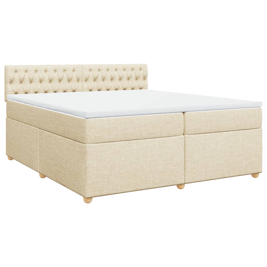 Sommier à lattes de lit avec matelas Crème 200x200 cm Tissu - XIOS