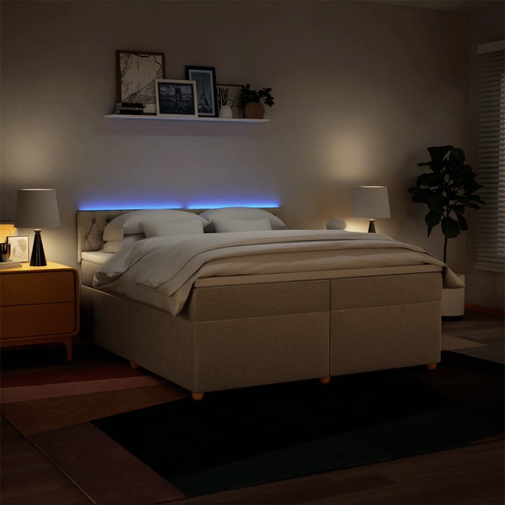 Sommier à lattes de lit avec matelas Crème 200x200 cm Tissu - XIOS