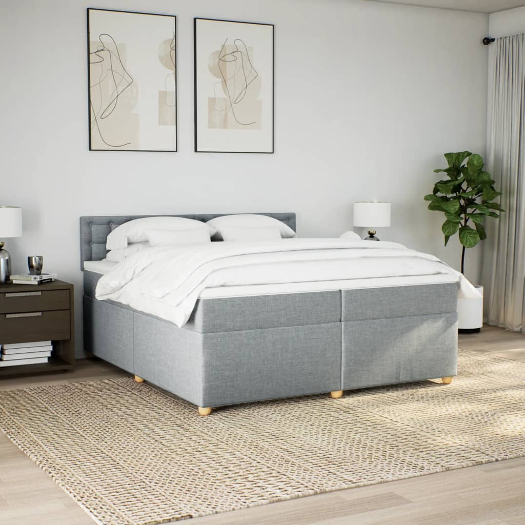 Sommier à lattes de lit avec matelas Gris clair 200x200cm Tissu - XIOS