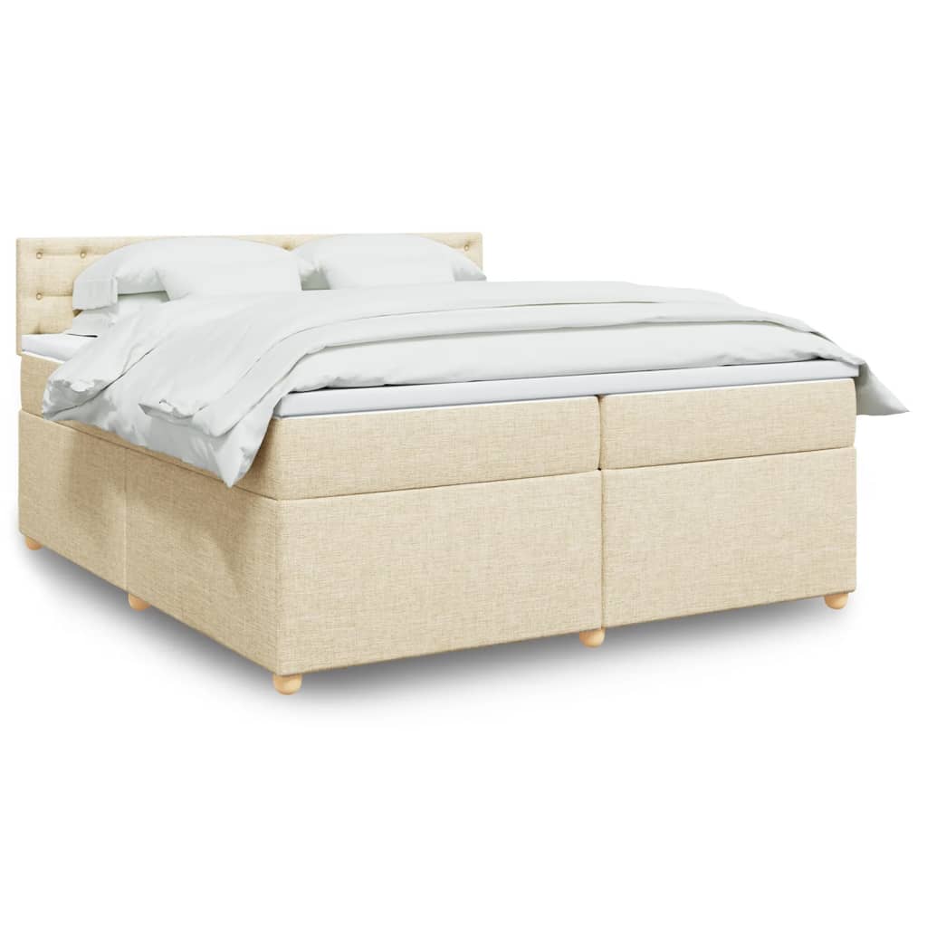 Sommier à lattes de lit avec matelas Crème 200x200 cm Tissu - XIOS