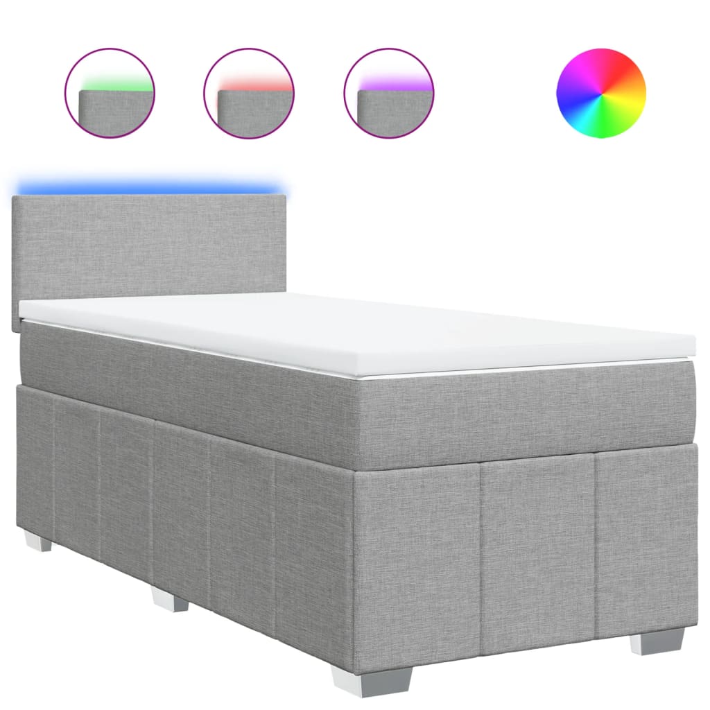 Sommier à lattes de lit avec matelas gris clair 80x200 cm tissu - XIOS