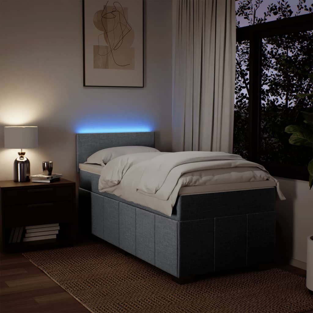 Sommier à lattes de lit avec matelas gris clair 80x200 cm tissu - XIOS