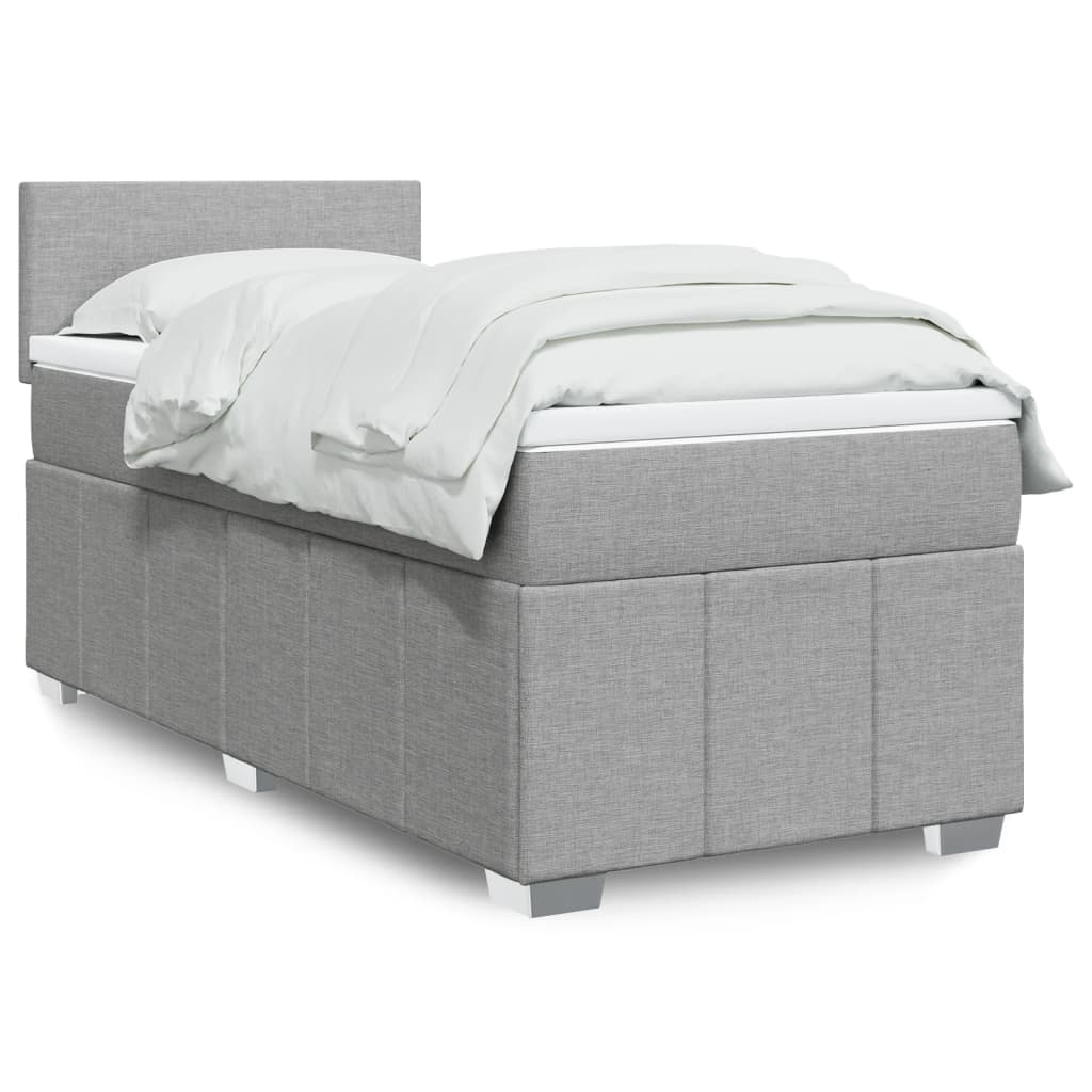 Sommier à lattes de lit avec matelas gris clair 80x200 cm tissu - XIOS