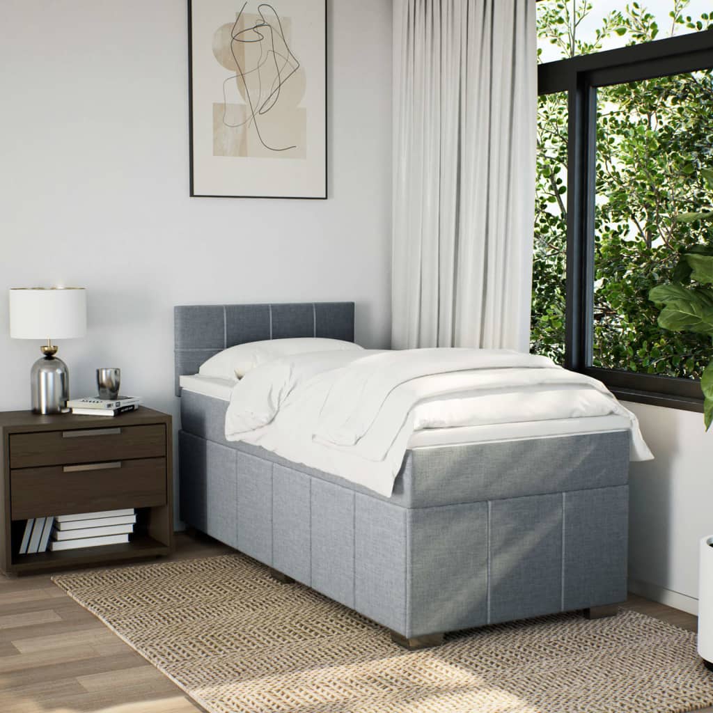 Sommier à lattes de lit avec matelas gris clair 80x200 cm tissu - XIOS
