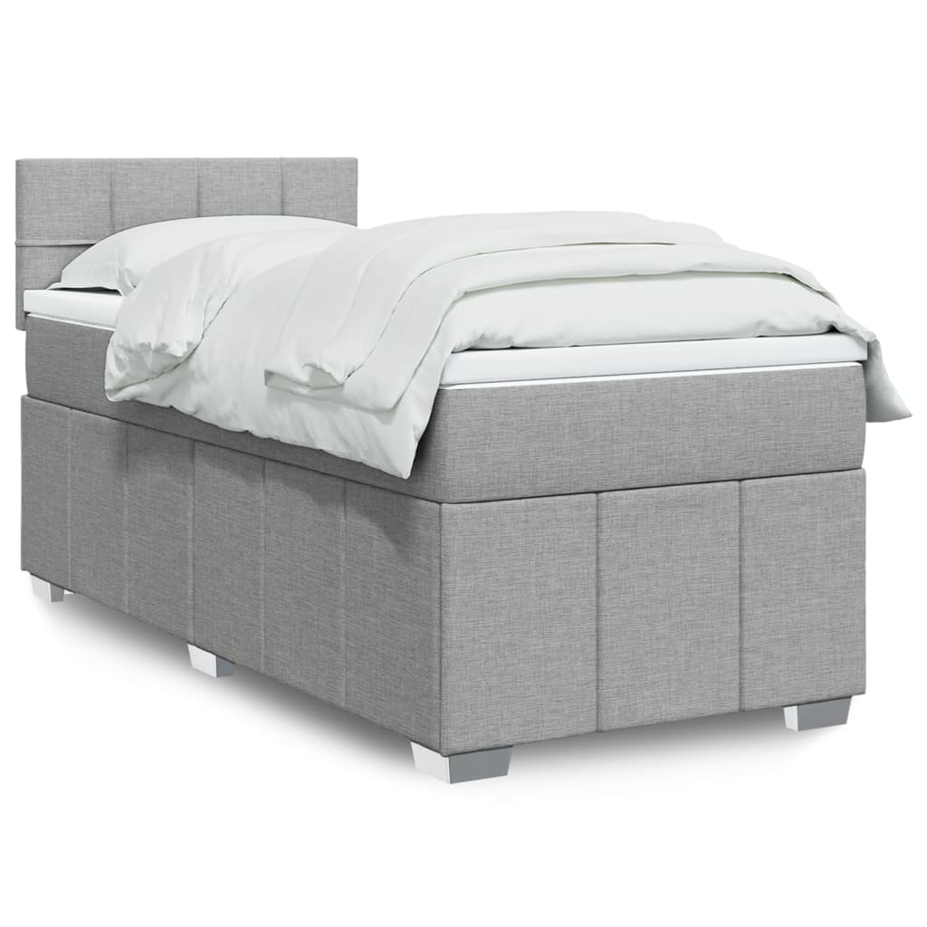 Sommier à lattes de lit avec matelas gris clair 80x200 cm tissu - XIOS