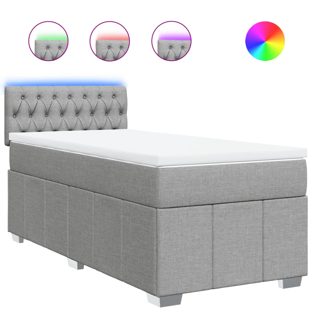 Sommier à lattes de lit avec matelas gris clair 80x200 cm tissu - XIOS