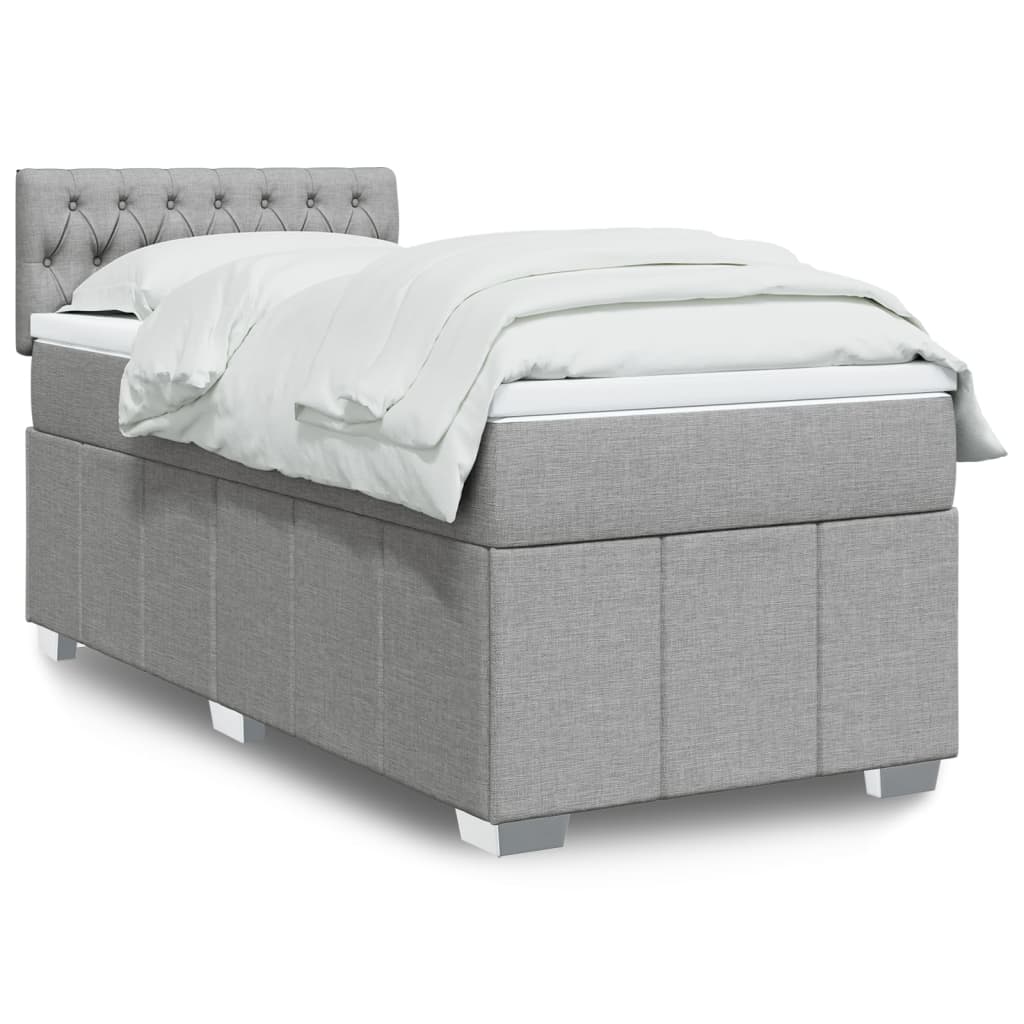 Sommier à lattes de lit avec matelas gris clair 80x200 cm tissu - XIOS
