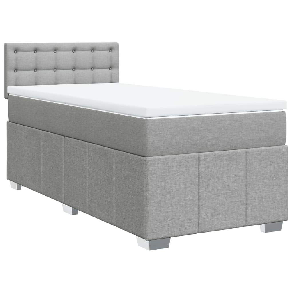 Sommier à lattes de lit avec matelas gris clair 80x200 cm tissu - XIOS