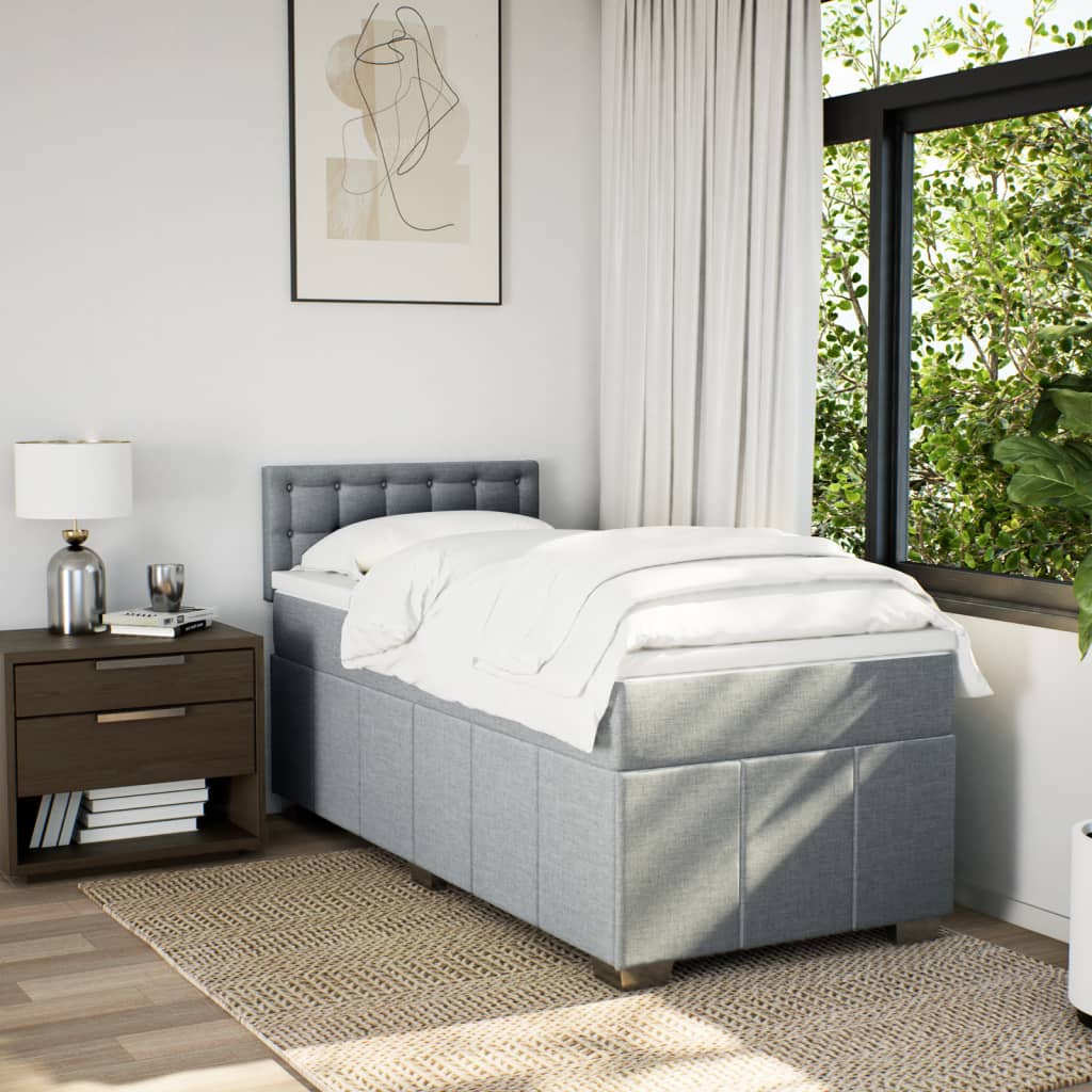 Sommier à lattes de lit avec matelas gris clair 80x200 cm tissu - XIOS