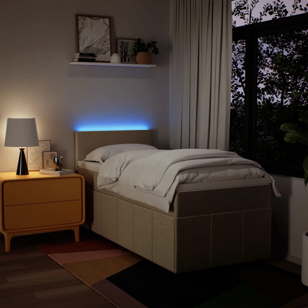Sommier à lattes de lit et matelas Crème 90x190 cm Tissu - XIOS