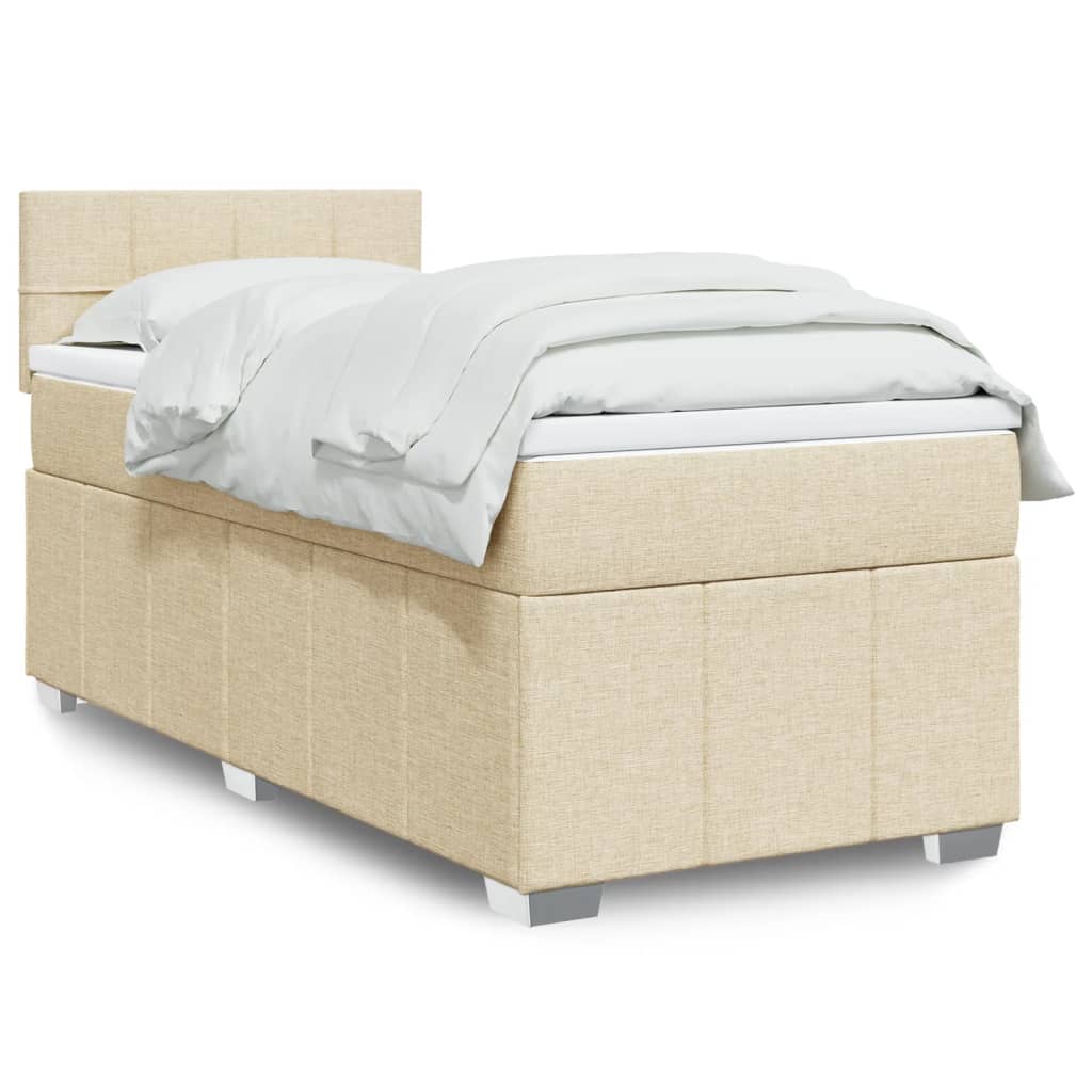 Sommier à lattes de lit et matelas Crème 90x190 cm Tissu - XIOS