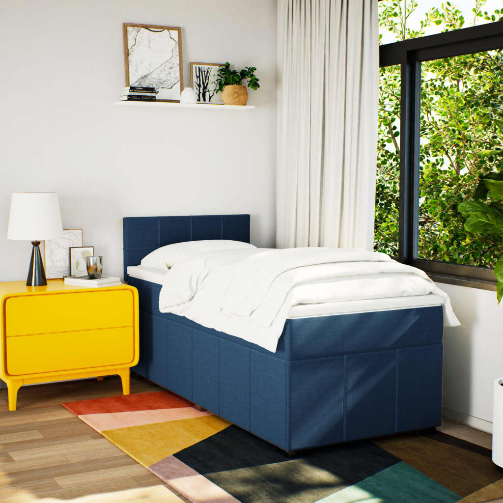 Sommier à lattes de lit avec matelas Bleu 90x190 cm Tissu - XIOS