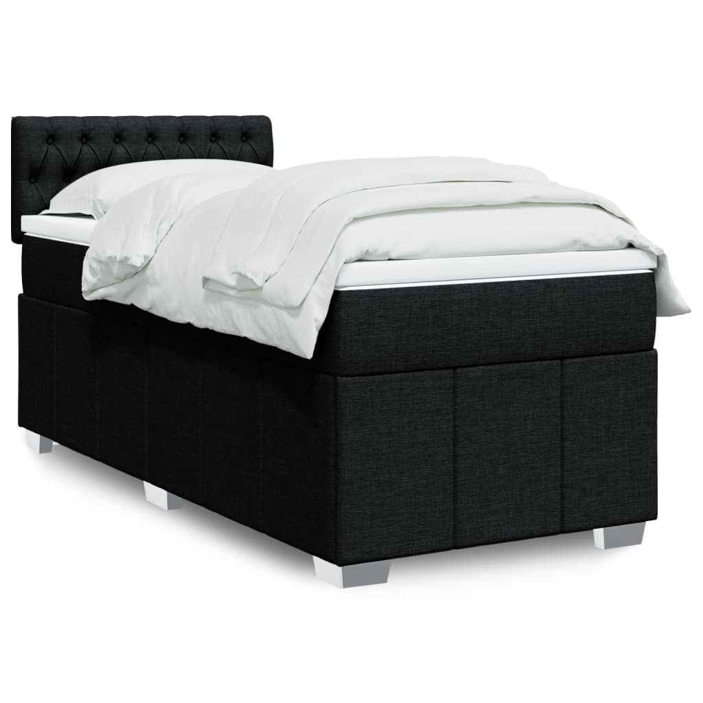 Sommier à lattes de lit avec matelas Noir 90x190 cm Tissu - XIOS