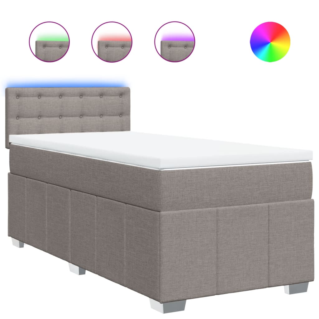 Sommier à lattes de lit avec matelas Taupe 90x190 cm Tissu - XIOS