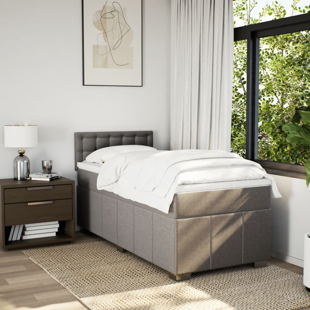 Sommier à lattes de lit avec matelas Taupe 90x190 cm Tissu - XIOS