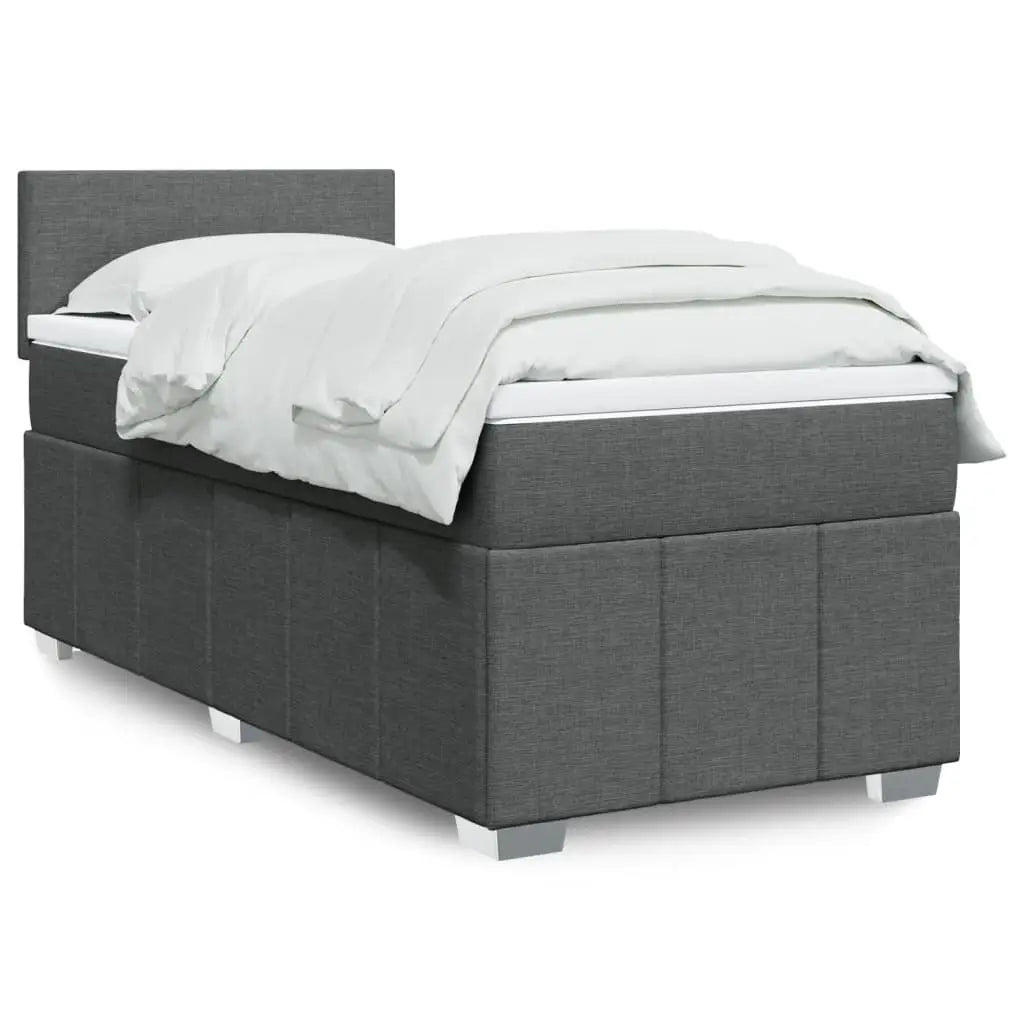 Sommier à lattes de lit avec matelas Gris foncé 90x200 cm Tissu - XIOS