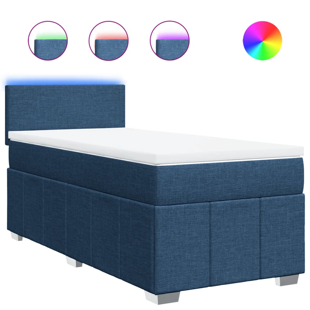 Sommier à lattes de lit avec matelas Bleu 90x200 cm Tissu - XIOS
