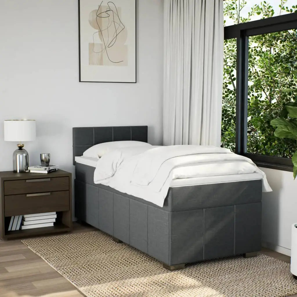 Sommier à lattes de lit avec matelas Gris foncé 90x200 cm Tissu - XIOS