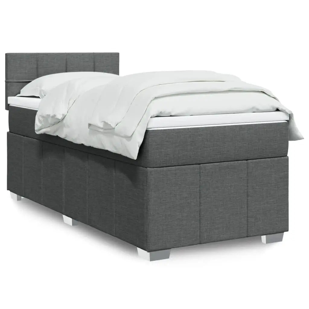 Sommier à lattes de lit avec matelas Gris foncé 90x200 cm Tissu - XIOS
