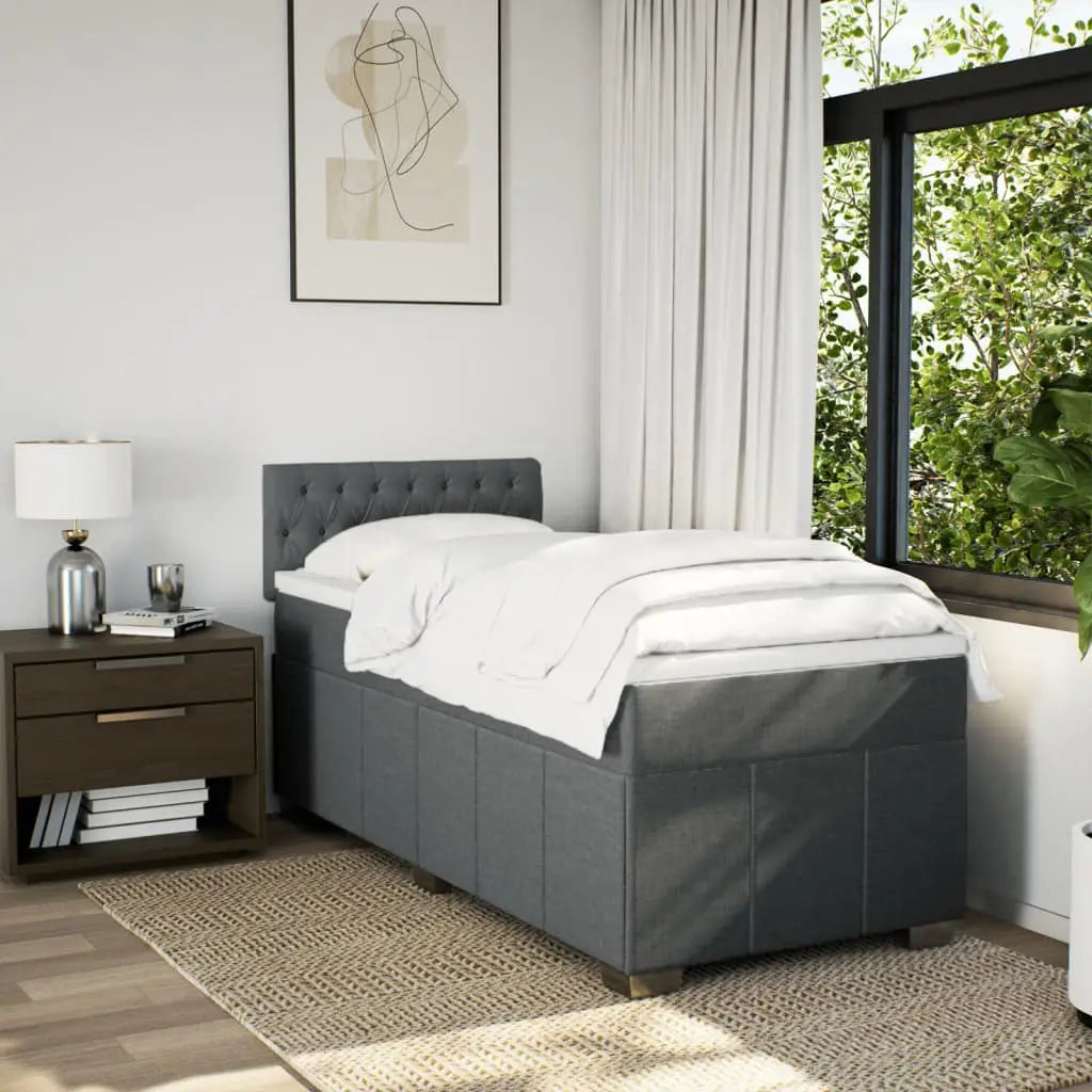Sommier à lattes de lit avec matelas Gris foncé 90x200 cm Tissu - XIOS