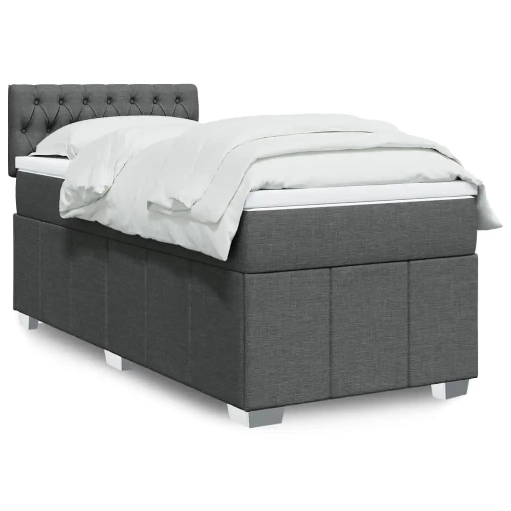 Sommier à lattes de lit avec matelas Gris foncé 90x200 cm Tissu - XIOS
