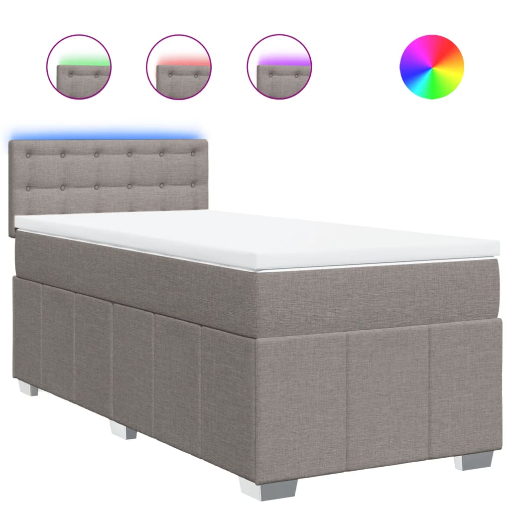 Sommier à lattes de lit avec matelas Taupe 90x200 cm Tissu - XIOS
