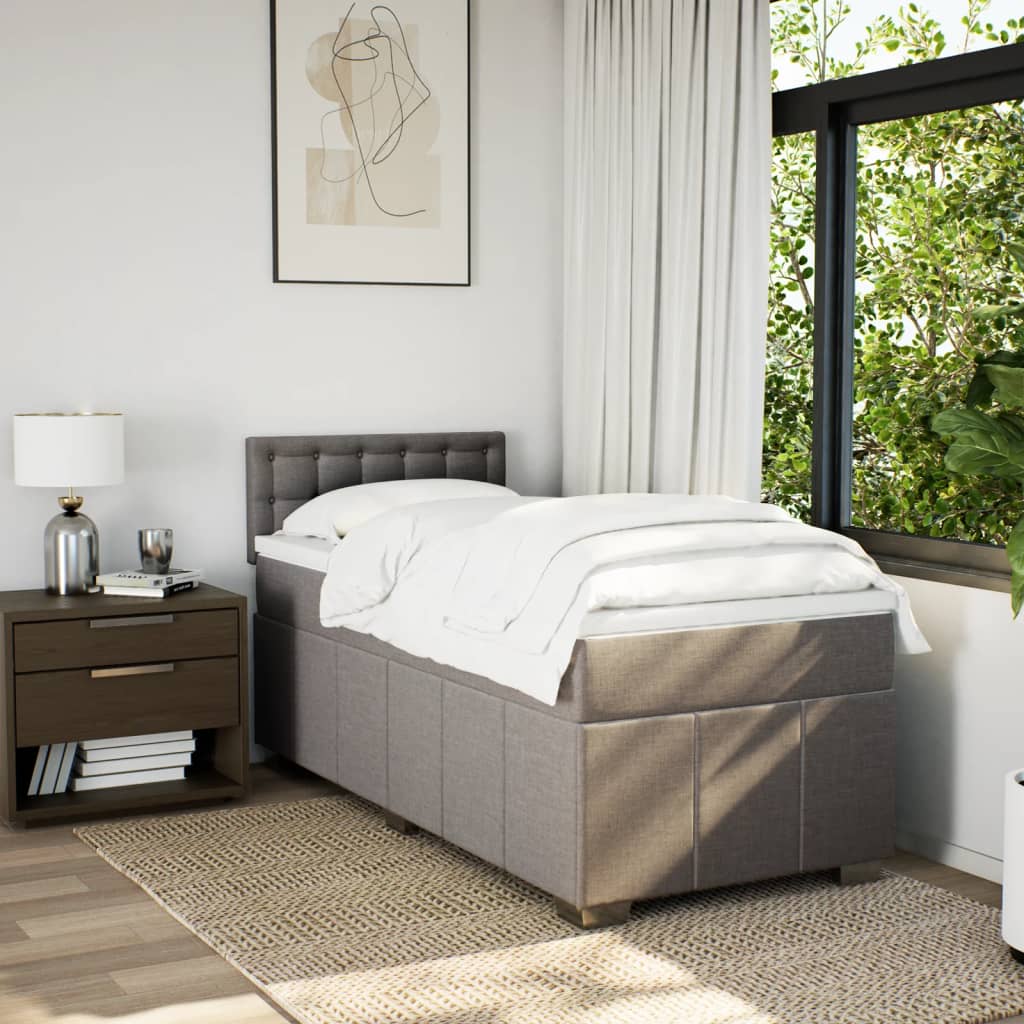 Sommier à lattes de lit avec matelas Taupe 90x200 cm Tissu - XIOS