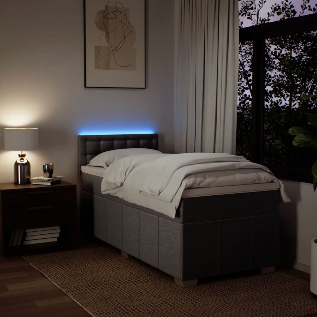 Sommier à lattes de lit avec matelas Taupe 90x200 cm Tissu - XIOS