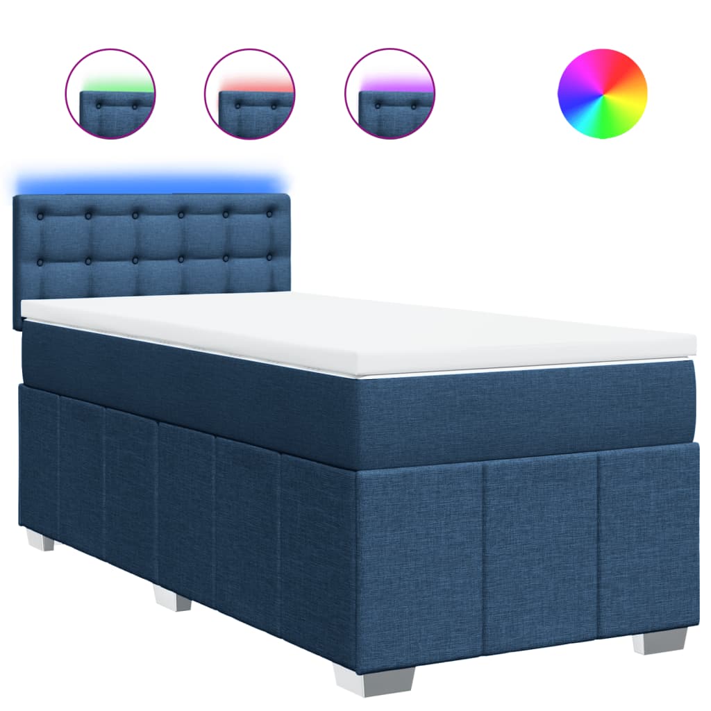 Sommier à lattes de lit avec matelas Bleu 90x200 cm Tissu - XIOS