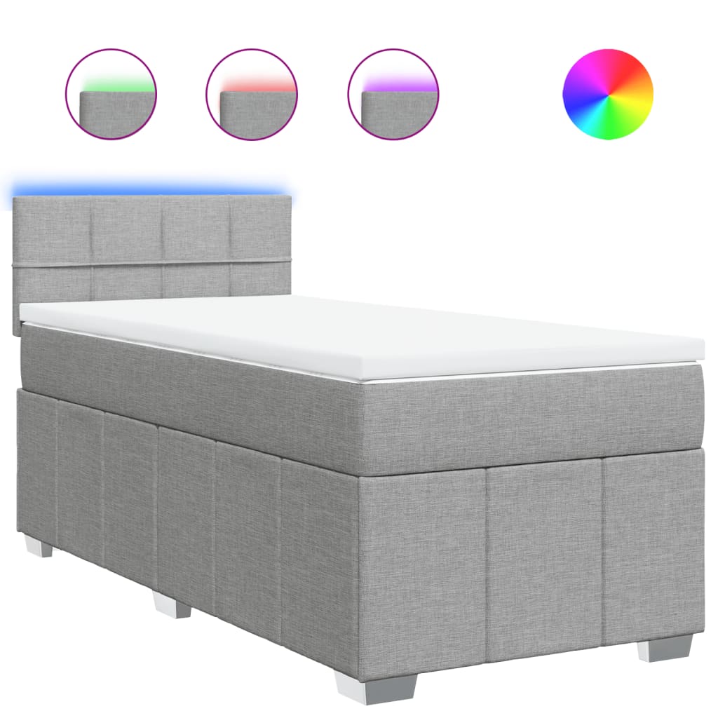 Sommier à lattes de lit avec matelas Gris clair 100x200cm Tissu - XIOS