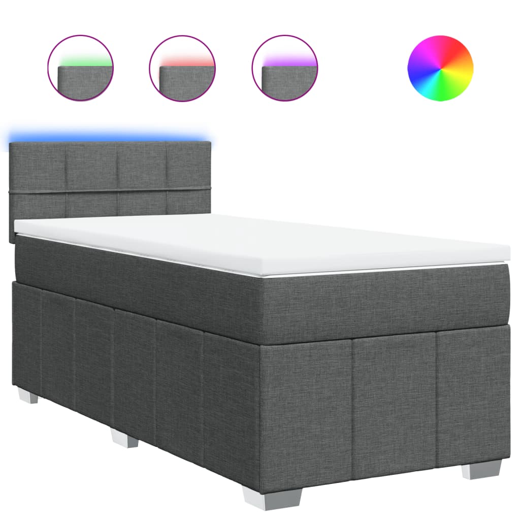 Sommier à lattes de lit avec matelas Gris foncé 100x200cm Tissu Lits & cadres de lit vidaXL