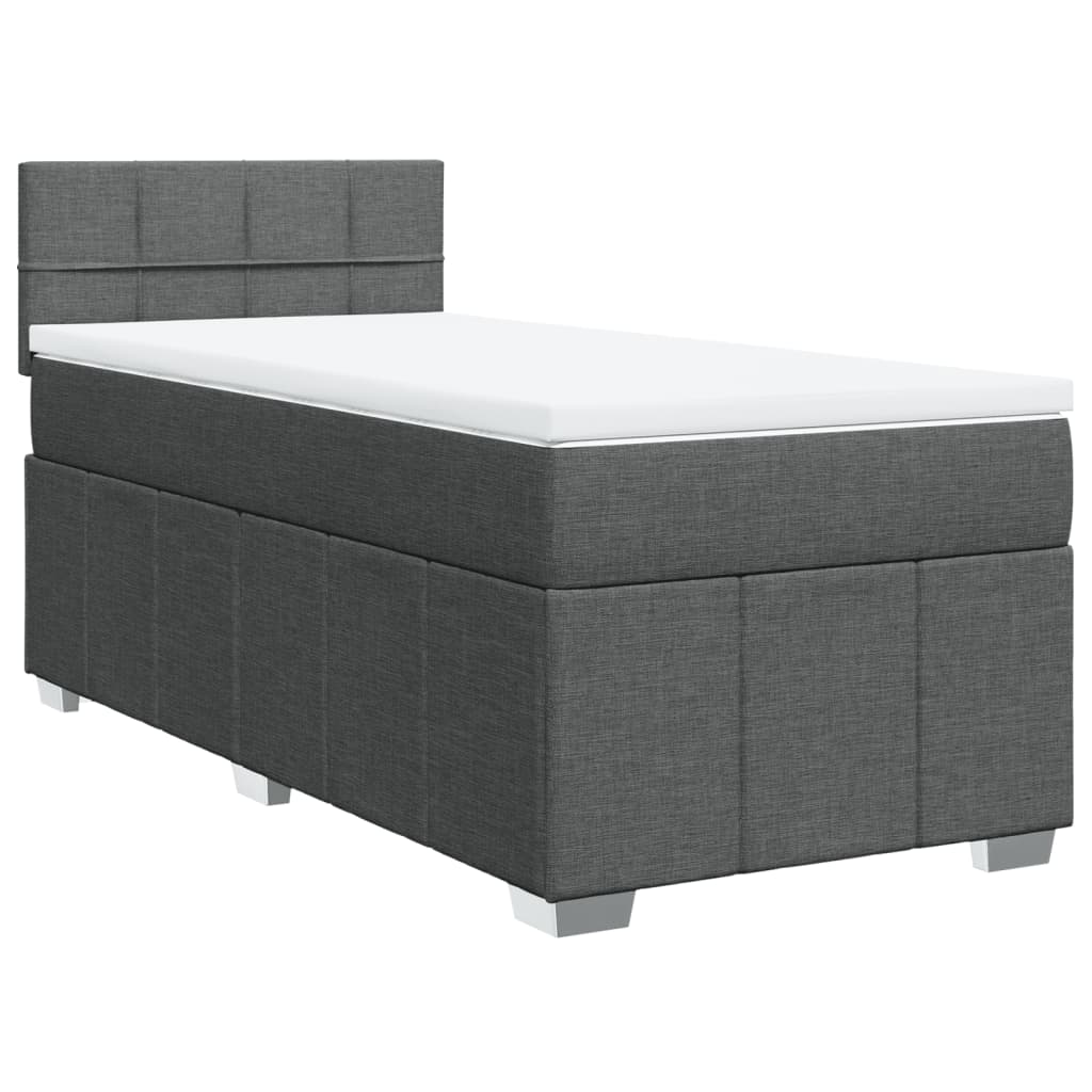 Sommier à lattes de lit avec matelas Gris foncé 100x200cm Tissu Lits & cadres de lit vidaXL